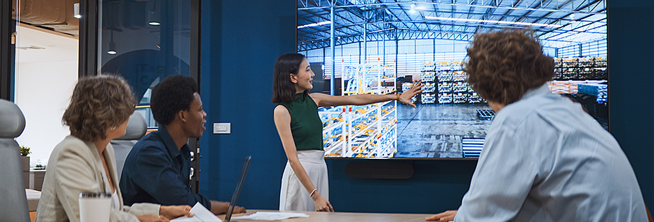 Woman touching screen